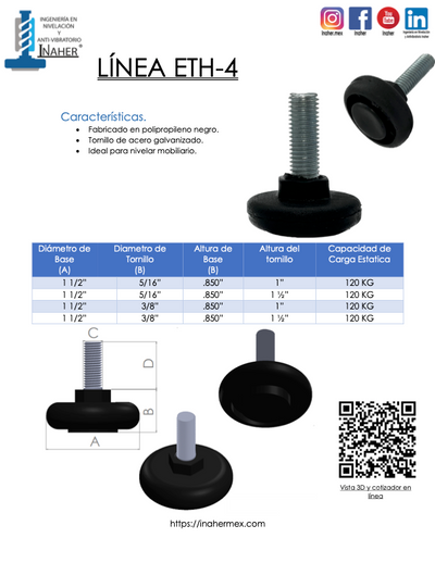 Nivelador de plastico de uso mobiliario ETH-4