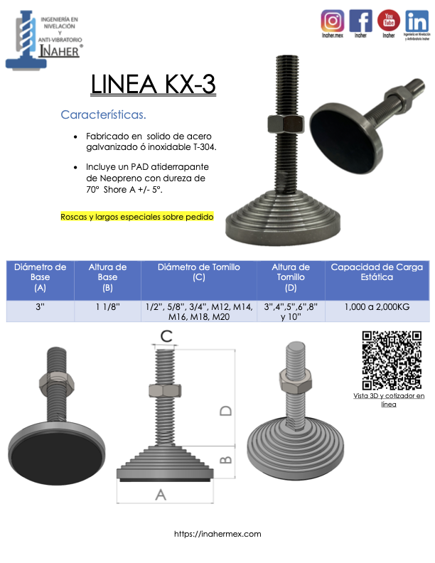 Nivelador industrial de acero de alta resistencia para 2,000 Kg Línea KX-3